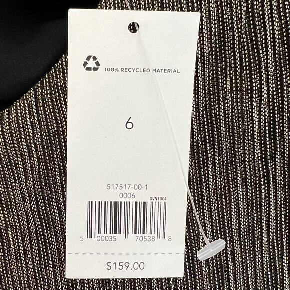 Banana Republic Metallic High-Low Dress Size 6 Gold Mix New - Picture 10 of 11